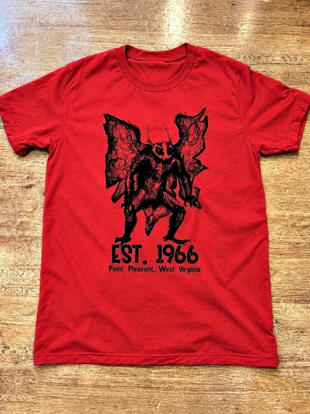 Mothman Est. 1966 Point Pleasant West Virginia Horror T-Shirt in Red